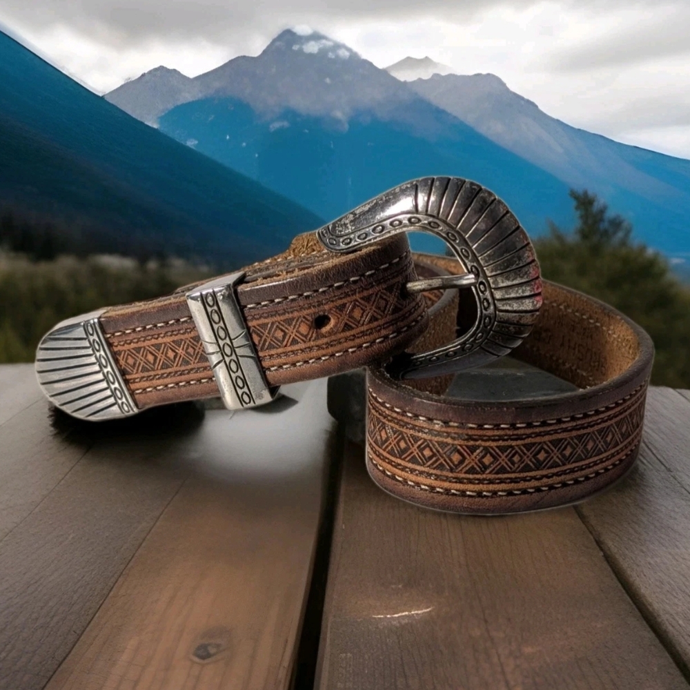 Brown Leather Belt with Silver Buckle
